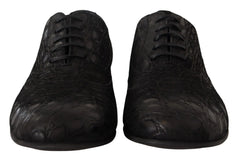 Dolce & Gabbana Black Caiman Leather Mens Oxford Shoes - EU44/US11