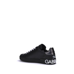Dolce & Gabbana Black Calf Leather Bos Taurus Athletic Sneakers - EU42/US9