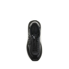 Dolce & Gabbana Black Calf Leather Bos Taurus Athletic Sneakers
