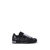 Dolce & Gabbana Black Calf Leather Bos Taurus Athletic Sneakers - EU42/US9