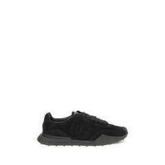 Dolce & Gabbana Black Calf Leather Bos Taurus Athletic Sneakers