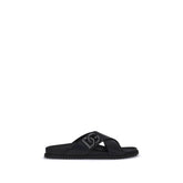 Dolce & Gabbana Black Calf Leather Bos Taurus Flat Sandals