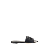 Dolce & Gabbana Black Calf Leather Bos Taurus Flat Sandals - EU36/US6