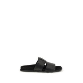 Dolce & Gabbana Black Calf Leather Bos Taurus Flat Sandals - EU45/US12
