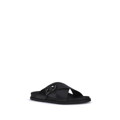 Dolce & Gabbana Black Calf Leather Bos Taurus Flat Sandals - EU45/US12