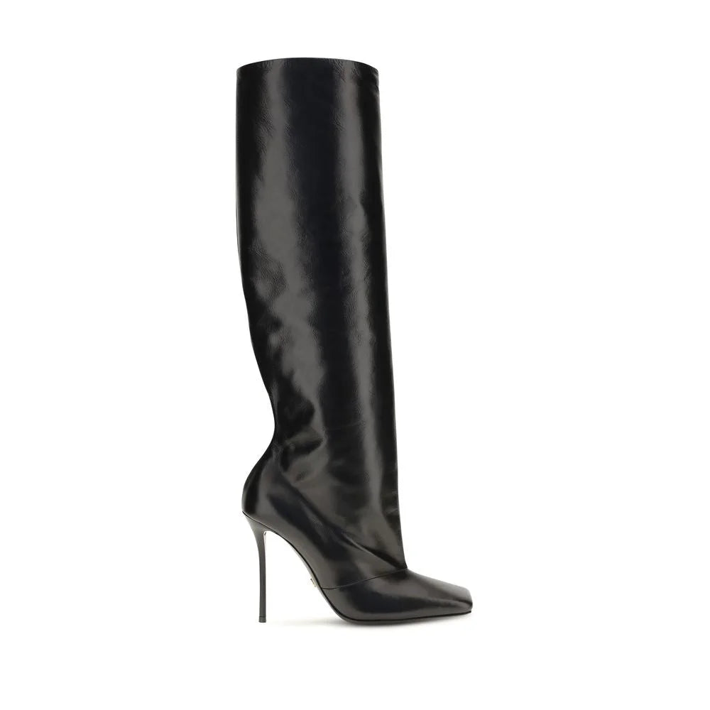 Dolce & Gabbana Black Calf Leather Bos Taurus High Heel Boots