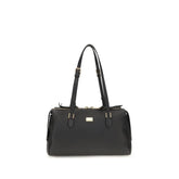Front view of the Dolce & Gabbana black calf leather Bos Taurus shoulder bag featuring a structured silhouette.