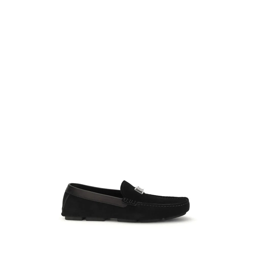 Dolce & Gabbana Black Calf Leather Bos Taurus Slip-On Loafers
