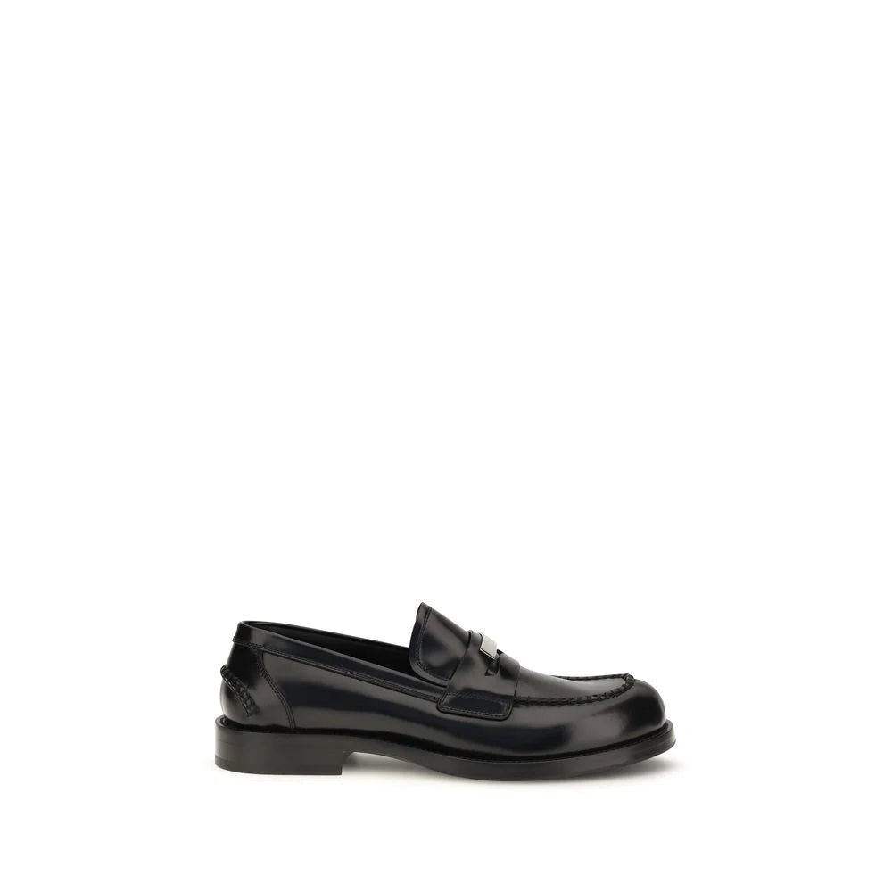 Dolce & Gabbana Black Calf Leather Bos Taurus Slip-On Loafers
