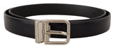 Dolce & Gabbana Black Calf Leather Classic Logo Metal Buckle Belt - 100 cm / 40 Inches - Belts