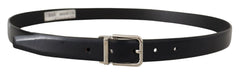 Dolce & Gabbana Black Calf Leather Classic Logo Metal Buckle Belt - 100 cm / 40 Inches - Belts