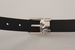 Dolce & Gabbana Black Calf Leather Classic Logo Metal Buckle Belt - 100 cm / 40 Inches - Belts