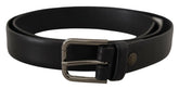 Dolce & Gabbana Black Calf Leather Classic Logo Metal Buckle Belt - 80 cm / 32 Inches - Belts