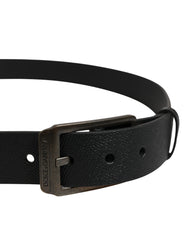 Dolce & Gabbana musta nahka vyö kultainen metallisolki - 115 cm / 46 tuumaa