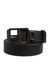 Dolce & Gabbana musta nahka vyö kultainen metallisolki - 115 cm / 46 tuumaa