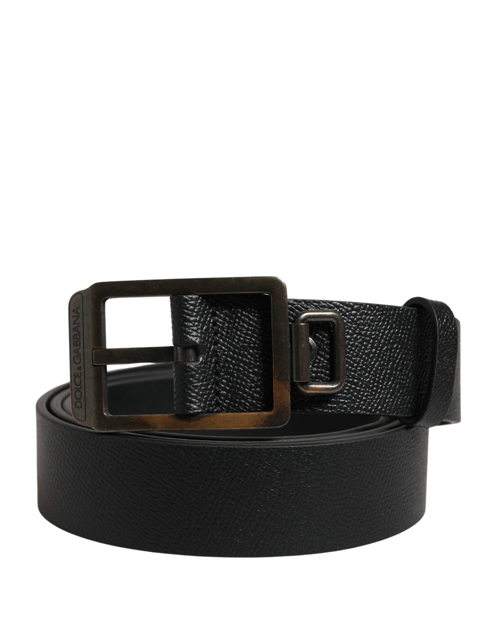 Dolce & Gabbana musta nahka vyö kultainen metallisolki - 115 cm / 46 tuumaa