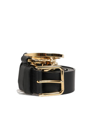 Dolce & Gabbana Black Calf Leather Gold Metal Buckle Men Belt - 90 cm / 36 Inches