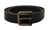 Dolce & Gabbana Black Calf Leather Logo Brass Metal Buckle Belt - 90 cm / 36 Inches - Belts