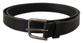Dolce & Gabbana Black Calf Leather Logo Engraved Metal Buckle Belt - 90 cm / 36 Inches - Belts