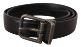 Dolce & Gabbana Black Calf Leather Logo Metal Buckle Belt - Belts