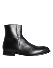Dolce & Gabbana Black Calf Leather Men Ankle Boots Men Shoes - EU41/US8 - Boots