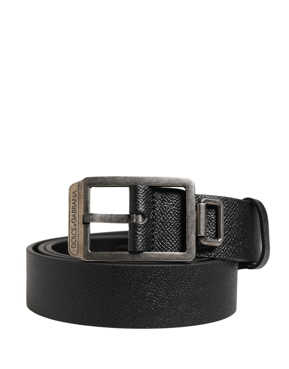 Dolce & Gabbana Black Calf Leather Silver Metal Buckle Belt - 115 cm / 46 Inches