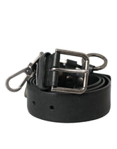 Dolce & Gabbana Black Calf Leather Silver Metal Buckle Belt - Belts