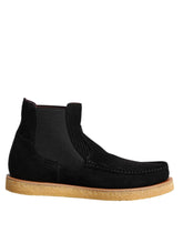 Dolce & Gabbana Black Calf Suede Slip On Ankle Boots Shoes - Boots