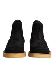 Dolce & Gabbana Black Calf Suede Slip On Ankle Boots Shoes - Boots