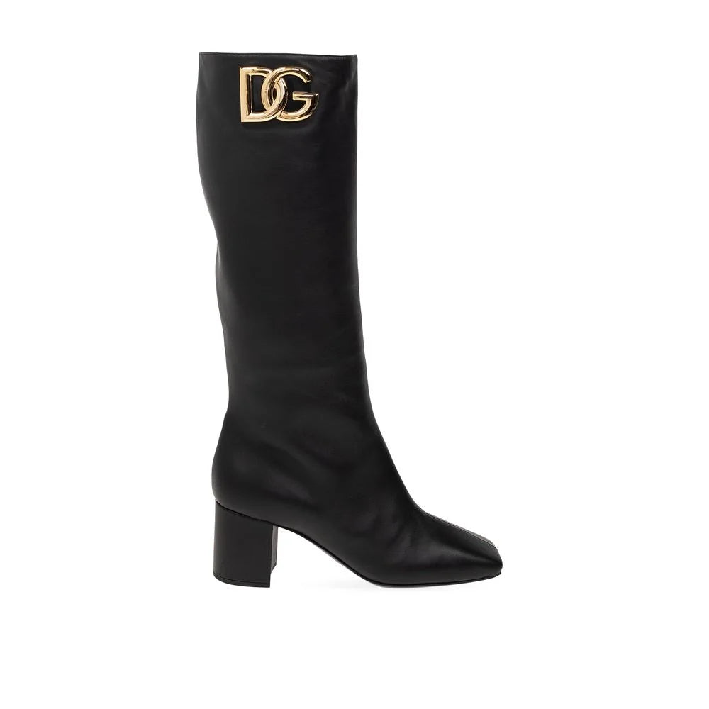 Dolce & Gabbana Black Calfskin High Heel Boots - EU36/US6