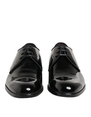 Dolce & Gabbana Black Calfskin Leather Derby Dress Shoes