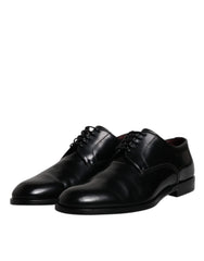 Dolce & Gabbana Black Calfskin Leather Derby Lace Up Formal Dress Shoes - Shoes