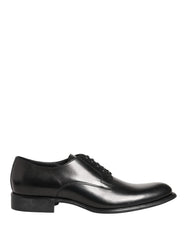 Dolce & Gabbana Black Calfskin Leather Derby Men Dress Shoes