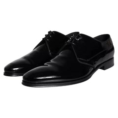 Dolce & Gabbana Black Calfskin Leather Derby Men Dress Shoes - Shoes