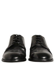 Dolce & Gabbana Black Calfskin Leather Derby Men Dress Shoes