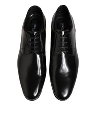 Dolce & Gabbana Black Calfskin Leather Derby Men Dress Shoes - EU 42 | US 9 - Shoes