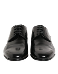 Dolce & Gabbana Black Calfskin Leather Derby Men Dress Shoes - EU 42 | US 9 - Shoes