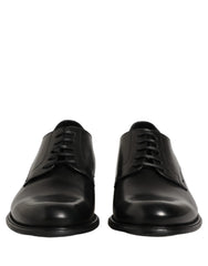 Dolce & Gabbana Black Calfskin Leather Derby Men Dress Shoes - EU42/US9