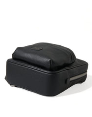 Dolce & Gabbana Black Calfskin Leather Logo Palermo Backpack Bag - Backpacks