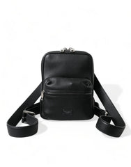 Dolce & Gabbana Black Calfskin Leather Logo Palermo Backpack Bag - Backpacks