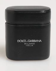 Dolce & Gabbana Black Calfskin Leather Logo Print Flip Holder Airpods Case - Headphone Carrying Cases
