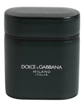 Dolce & Gabbana Black Calfskin Leather Logo Print Flip Holder Airpods Case - Headphone Carrying Cases