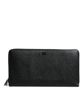 Dolce & Gabbana Black Calfskin Leather Logo Zip Around Continental Wallet - Wallets
