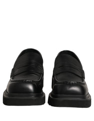 Dolce & Gabbana Black Calfskin Leather Men Dress Loafer Shoes - EU45/US12
