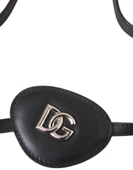 Dolce & Gabbana Black Calfskin Leather Metal DG Logo Eye Patch - Fashion Face Masks