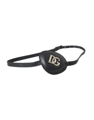 Dolce & Gabbana Black Calfskin Leather Metal DG Logo Eye Patch - Fashion Face Masks
