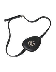 Dolce & Gabbana Black Calfskin Leather Metal DG Logo Eye Patch - Fashion Face Masks