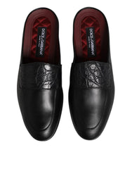 Dolce & Gabbana Black Calfskin Leather Slip On Loafers Shoes - EU40/US7