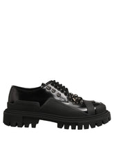 Dolce & Gabbana Black Calfskin Leather Trekking Derby Shoes