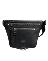 Dolce & Gabbana Black Calfskin Logo Plaque Belt Waist Men Fanny Pack Bag - Fanny Packs